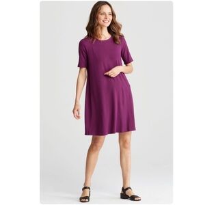 Eileen‎ Fisher Purple Jersey Knit Tee Shirt Dress Relaxed Fit Minimalist Size S